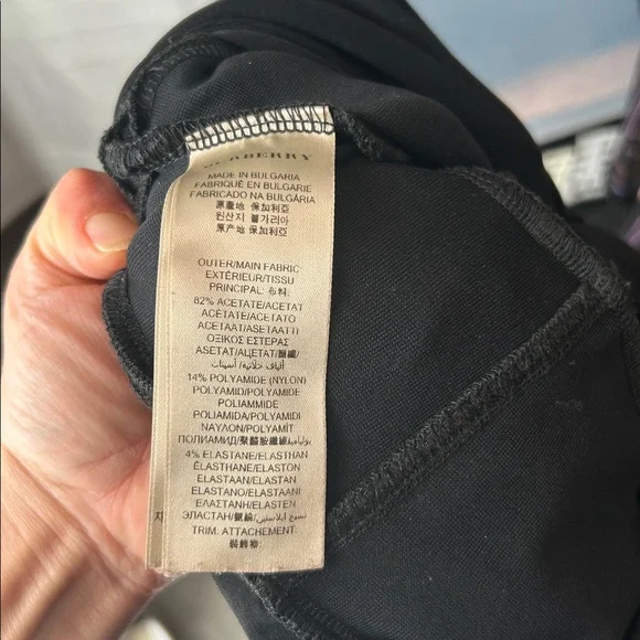 Burberry London Ruched Sheath Dress Black Size 12 Midi V-Neck Designer Bodycon - Picture 9 of 11